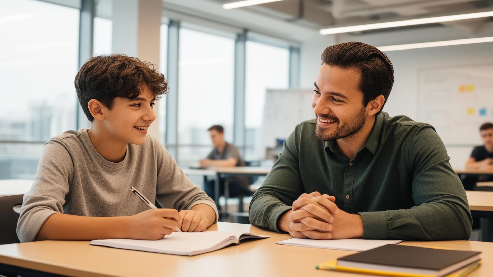 Mentor coaching a student one-on-one